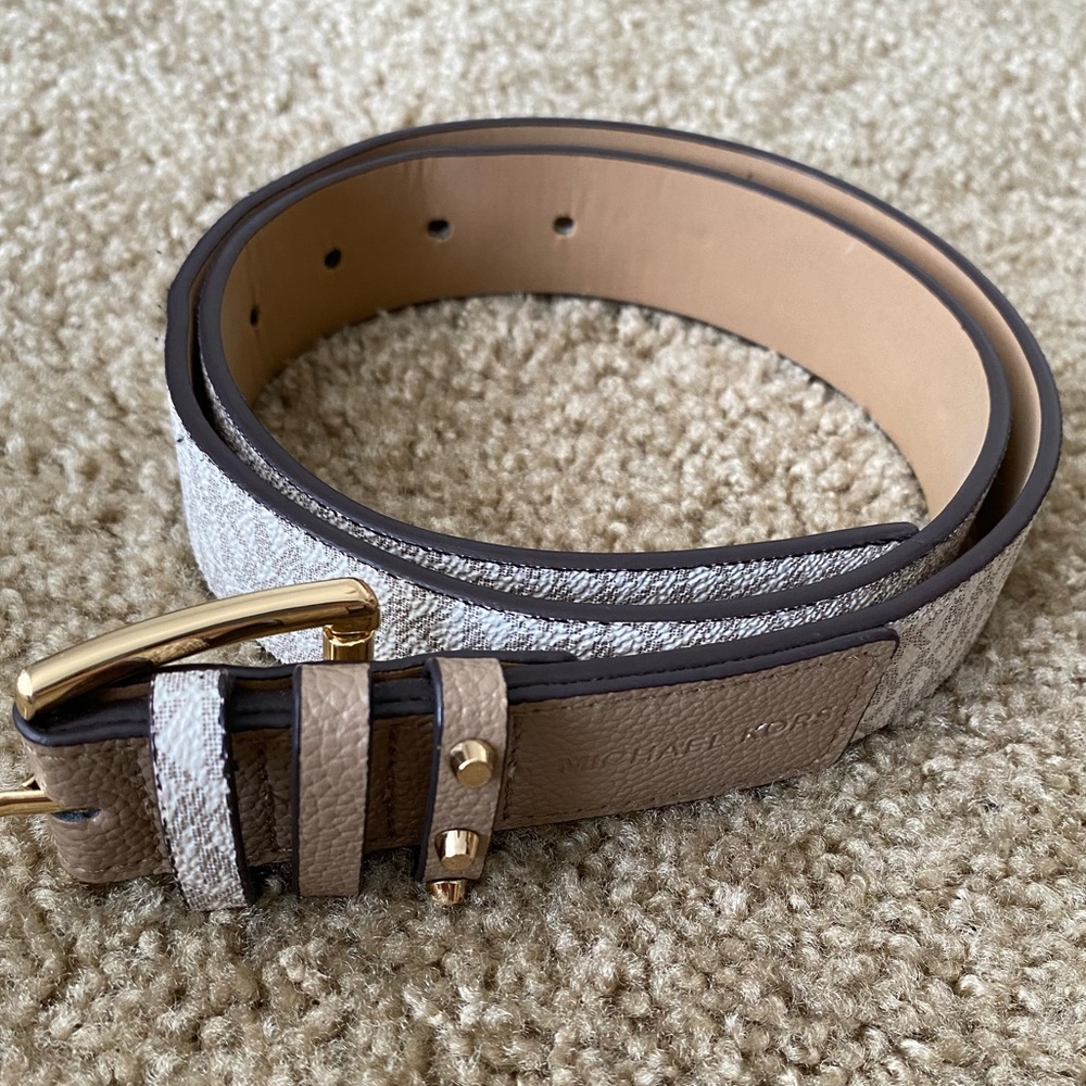 cream color MK belt